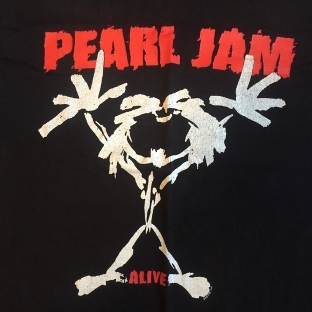 1993 Vintage Men’s Women’s Black Pearl Jam Band Alive Stickman Cotton Tee Sz XL - Picture 3 of 16